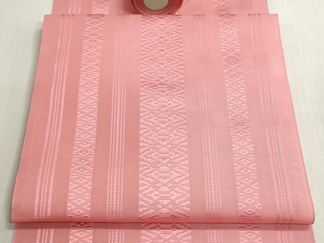 平和屋着物*夏物 本場筑前博多織 名古屋帯 紗献上 紅梅色 逸品 未使用 DABG9402we