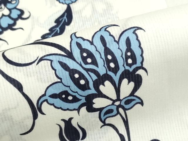 平和屋着物*夏物 浴衣 反物 着尺 綿絽 縦絽 更紗花文 クインサイズ 綿 逸品 未使用 DABG9463we