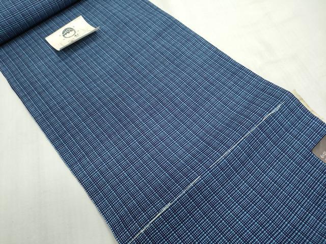 平和屋着物*夏物 竺仙鑑製 浴衣 反物 着尺 注染 格子 証紙付き 綿 逸品 未使用 DABG9466we