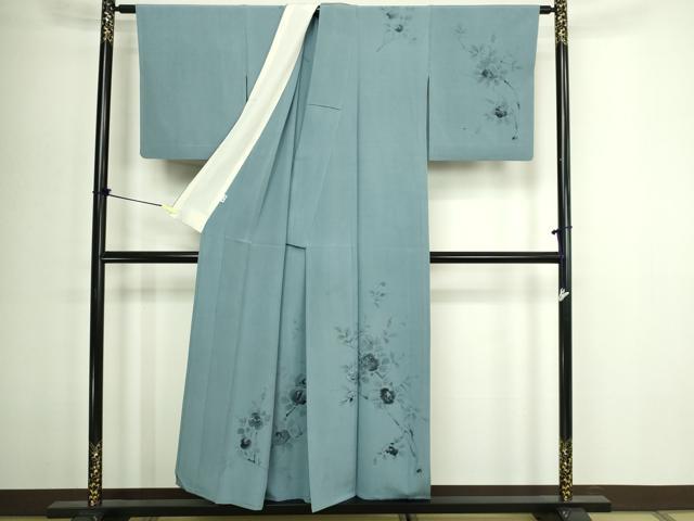 平和屋着物▽訪問着 単衣 刺繍 枝花文 正絹 逸品 DABG9584sf