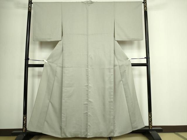 平和屋着物▽東京友禅 熊谷好博子 色無地 単衣 菱地紋 柳茶色 正絹 逸品 DABG9586sf