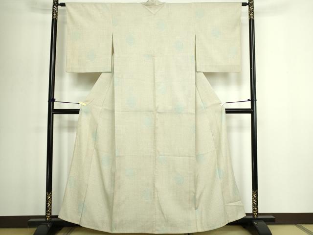 平和屋着物▽本塩沢 単衣 亀甲文 正絹 逸品 DABG9589sf