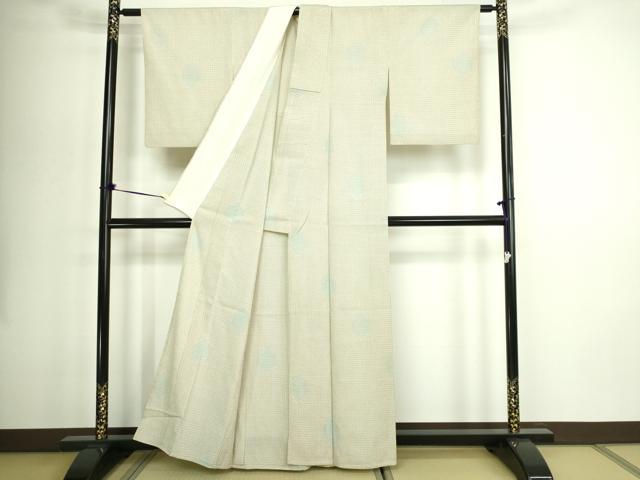 平和屋着物▽本塩沢 単衣 亀甲文 正絹 逸品 DABG9589sf