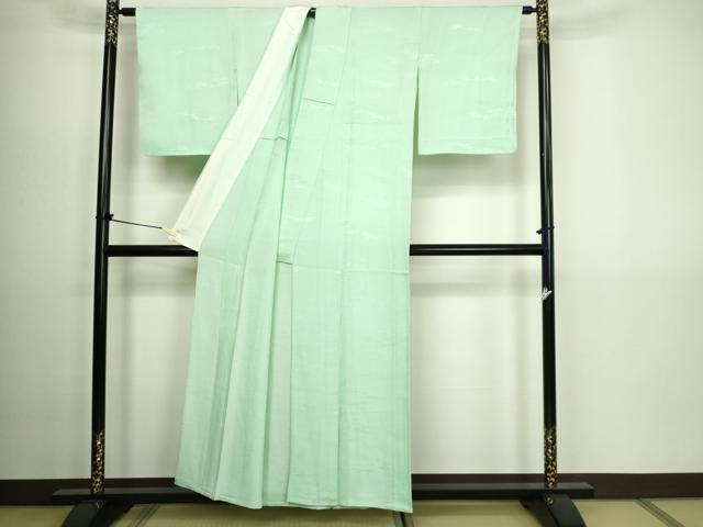 平和屋着物▽上質な色無地 単衣 吉祥地紋 夏虫色 正絹 逸品 DABG9602sf