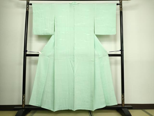 平和屋着物▽上質な色無地 単衣 吉祥地紋 夏虫色 正絹 逸品 DABG9602sf