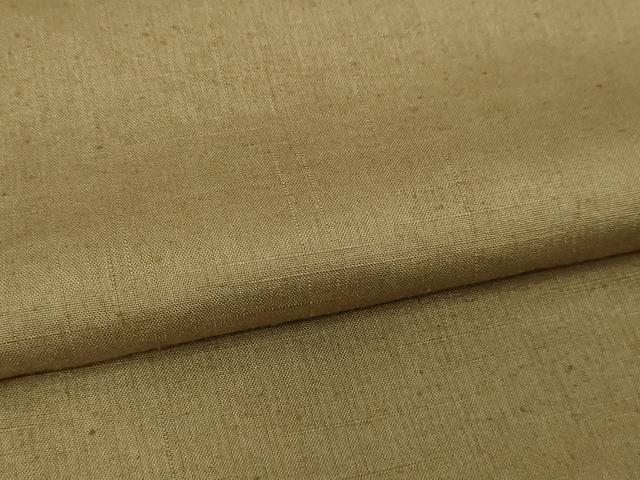 平和屋着物▽結城紬 奥順 はたおり娘 単衣 柿渋袖 国防色 正絹 逸品 DABG9614sf