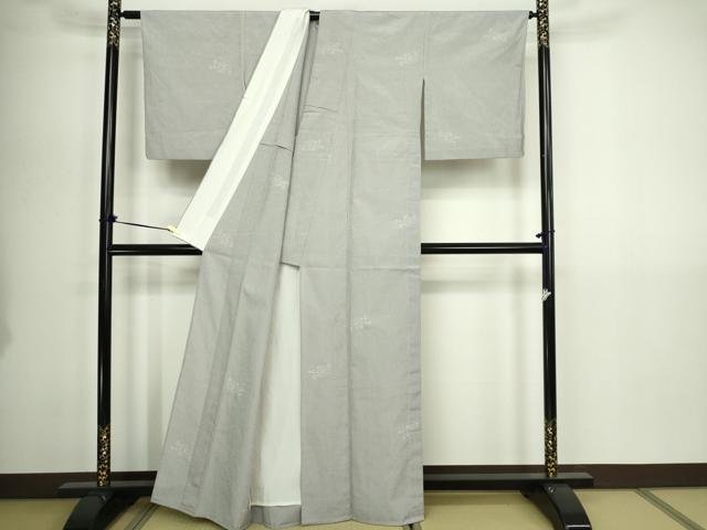 平和屋着物▽お召 単衣 本しぼ絣 絣文様 証紙付き 正絹 逸品 DABG9615sf