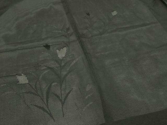 平和屋着物▽羽織 スリーシーズン 春夏秋 塵除け 枝花文 黒地 正絹 逸品 DABG9619sf