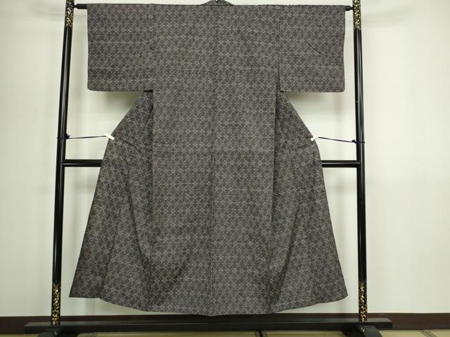 平和屋着物▽上質な紬 単衣 吉祥花文 正絹 逸品 DABG9632sf