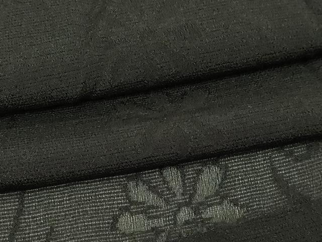 平和屋着物▽羽織 スリーシーズン 春夏秋 塵除け 草花紋紗 黒地 正絹 逸品 DABG9634sf