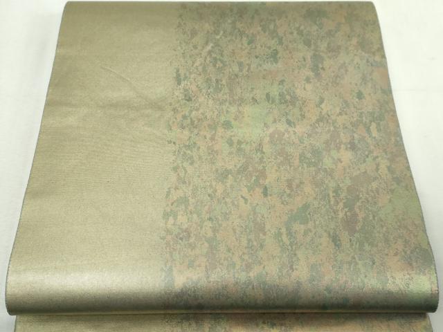 平和屋本店●六通柄袋帯 霞文 本金箔 金泥箔 正絹 逸品 DABG9673sf