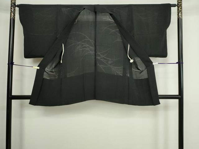 平和屋着物▽羽織 スリーシーズン 春夏秋 塵除け 枝花文 黒地 正絹 逸品 DABG9699sf