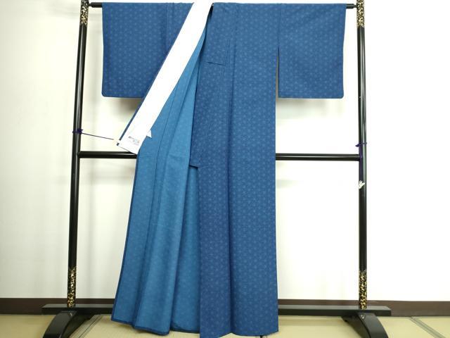 平和屋着物▽小紋 単衣 麻の葉文 洗える着物 DABG9705sf