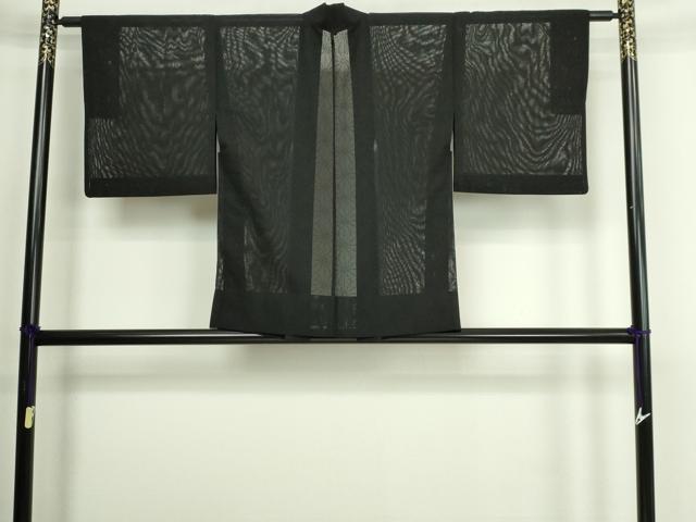 平和屋着物▽羽織 スリーシーズン 春夏秋 塵除け 麻の葉文 黒地 正絹 逸品 DABG9713sf