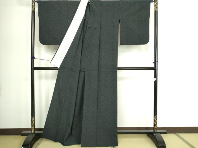 平和屋着物▽本塩沢 単衣 亀甲文 正絹 逸品 DABG9718sf