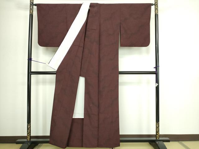 平和屋着物▽本塩沢 単衣 110亀甲 斜縞 正絹 逸品 DABG9723sf