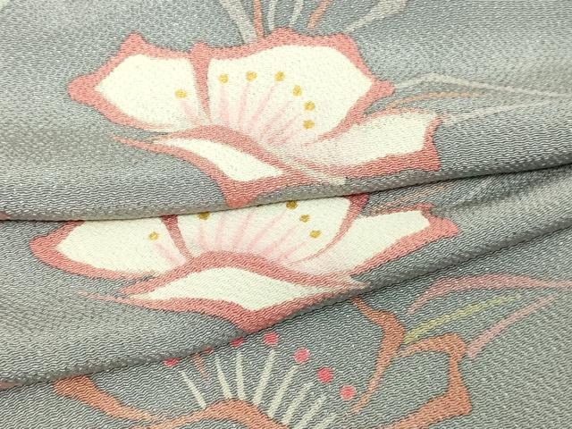平和屋着物▽上質な小紋 単衣 枝花文 金彩 鬼しぼ縮緬 正絹 逸品 DABG9725sf