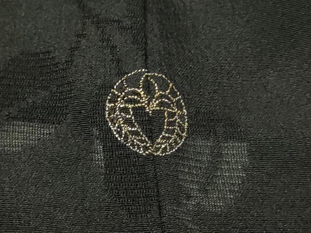 平和屋着物▽羽織 スリーシーズン 春夏秋 塵除け 舞葉文 黒地 正絹 逸品 DABG9733sf