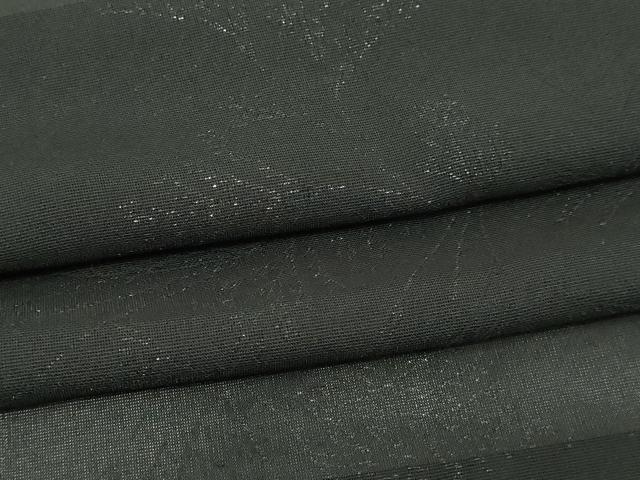 平和屋着物▽羽織 スリーシーズン 春夏秋 塵除け 枝葉文 黒地 銀糸 正絹 逸品 DABG9734sf