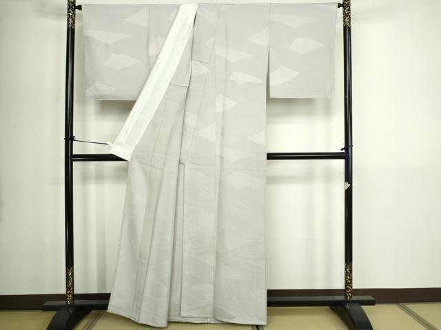 平和屋着物▽上質な色無地 単衣 松葉地紋 白菫色 正絹 逸品 DABG9735sf