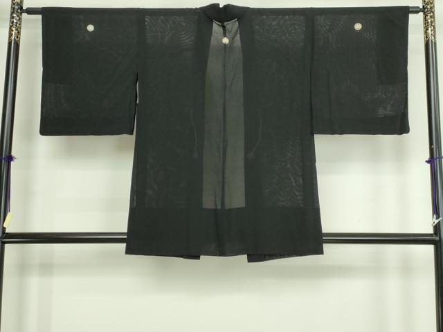 平和屋着物▽羽織 スリーシーズン 春夏秋 塵除け 黒色 黒地 正絹 逸品 DABG9745sf