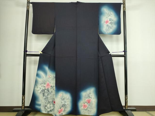 平和屋着物▽訪問着 単衣 草花文 暈し染め 正絹 逸品 DABG9775sf