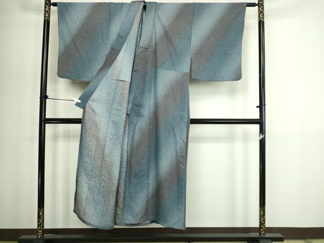 平和屋着物▽男性 小紋 単衣 霞文 暈し染め 正絹 逸品 DABG9786sf