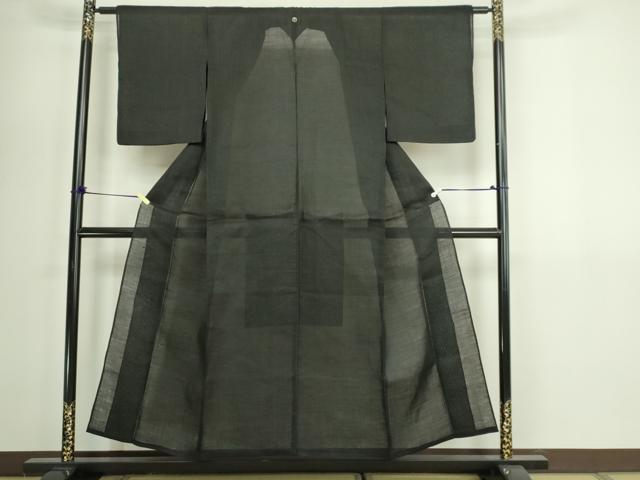 平和屋着物*夏物 色無地 上布 紗 黒色 黒地 麻 逸品 DABG9802sf