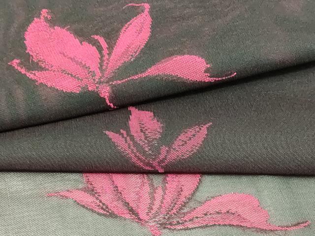 平和屋着物*夏物 小紋 紗 舞葉文 黒地 正絹 逸品 DABG9815sf