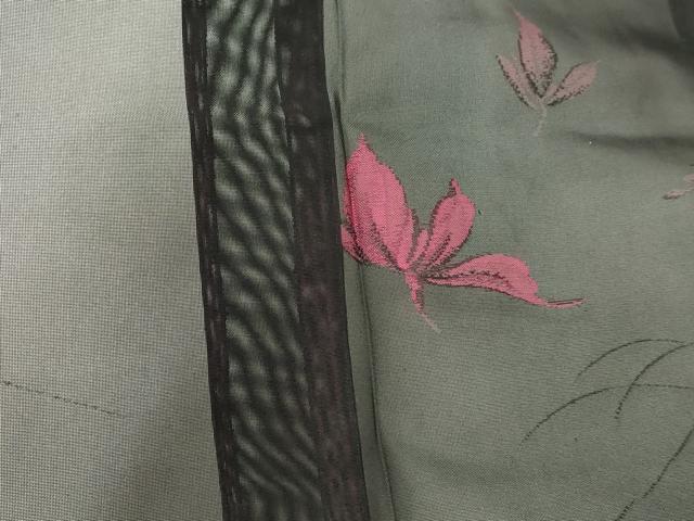 平和屋着物*夏物 小紋 紗 舞葉文 黒地 正絹 逸品 DABG9815sf