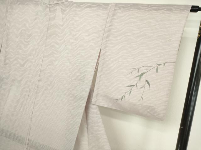 平和屋着物*夏物 訪問着 手描き 枝葉文 カエル 紋紗 金彩 正絹 逸品 DABG9822sf