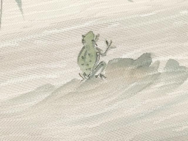 平和屋着物*夏物 訪問着 手描き 枝葉文 カエル 紋紗 金彩 正絹 逸品 DABG9822sf