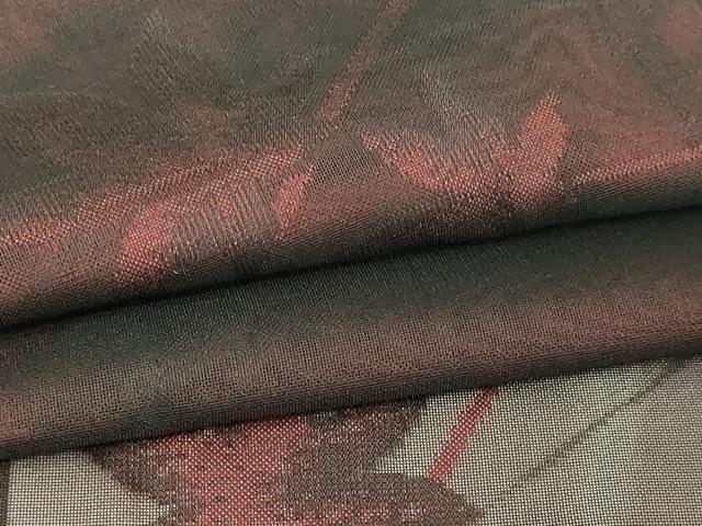 平和屋着物*夏物 小紋 紗 枝葉文 黒地 正絹 逸品 DABG9825sf