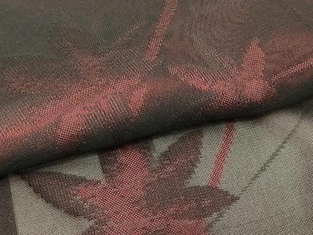 平和屋着物*夏物 小紋 紗 枝葉文 黒地 正絹 逸品 DABG9825sf