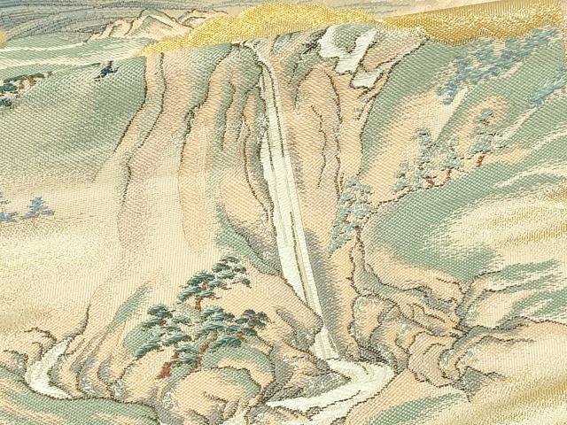 平和屋本店▼六通柄袋帯 三船祭絵図 純金箔 正絹 逸品 DABG9838sf