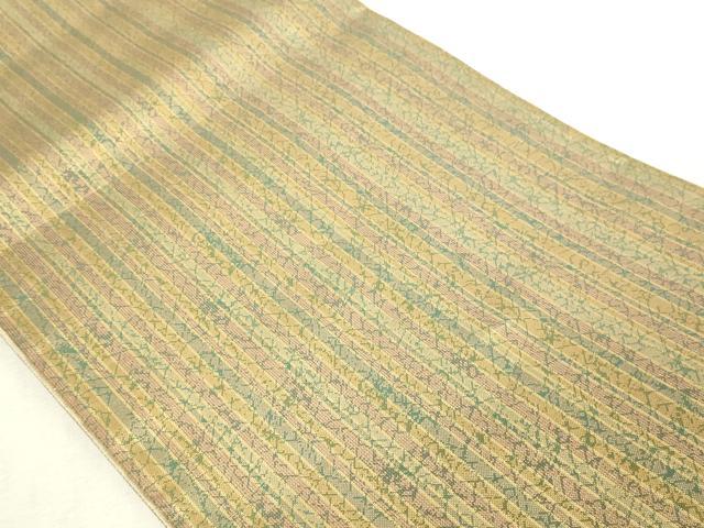 平和屋本店▼両面 六通柄袋帯 草花文 本金箔 正絹 逸品 DABG9844sf