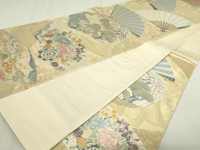 平和屋本店▼六通柄袋帯 扇面光悦 純金箔 正絹 逸品 DABG9846sf