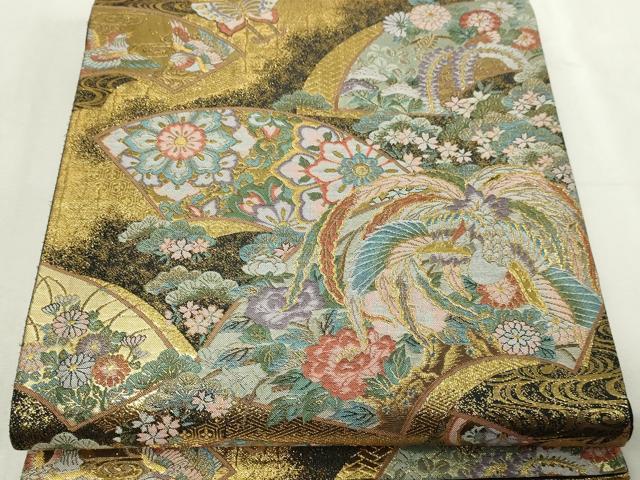 平和屋本店▼六通柄袋帯 京露錦 地紙鳳凰花文 本金重ね箔 正絹 逸品 DABG9860sf