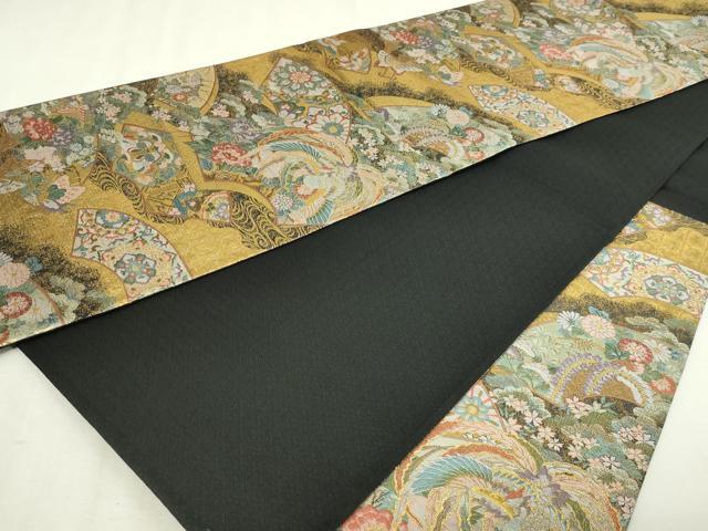 平和屋本店▼六通柄袋帯 京露錦 地紙鳳凰花文 本金重ね箔 正絹 逸品 DABG9860sf
