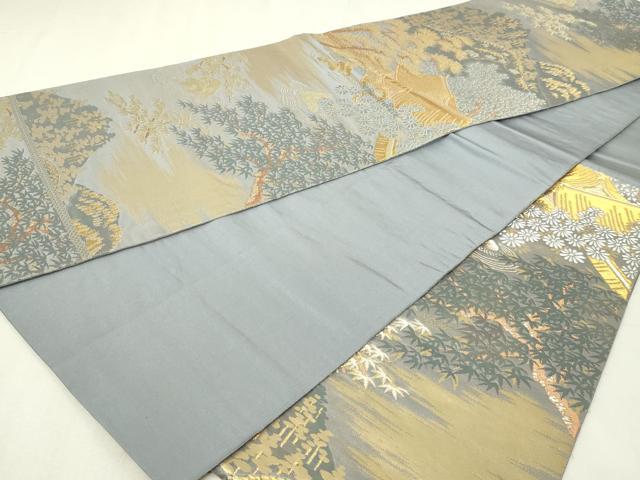 平和屋本店▼六通柄袋帯 風景文 本金箔二重織 正絹 逸品 DABG9899sf