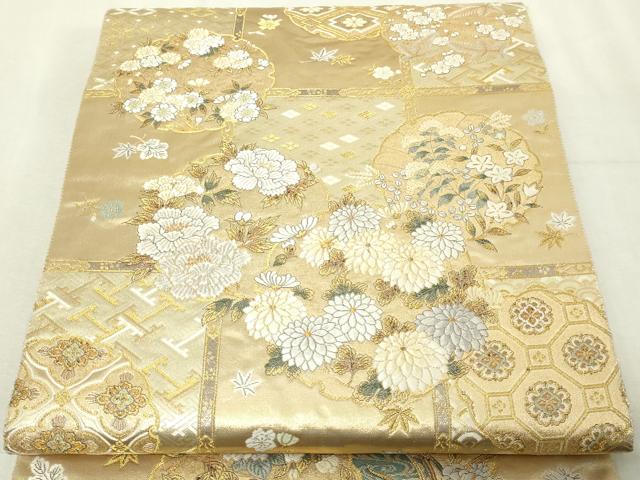 平和屋本店▼西陣 長嶋成織物 ながしま帯 六通柄袋帯 唐織 舞花宝輪天井文 本金箔 正絹 逸品 DABG9908sf
