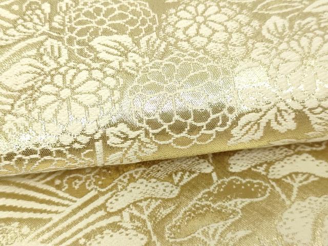 平和屋本店▼六通柄袋帯 花車文 本金箔 金箔二重織 正絹 逸品 DABG9937sf