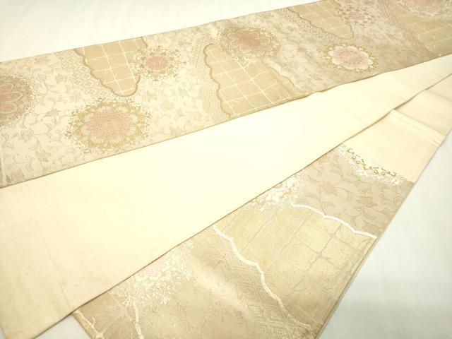 平和屋本店▼六通柄袋帯 正倉院花文 二十四金二重箔 正絹 逸品 DABG9956sf