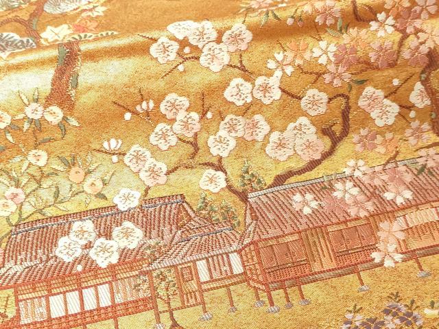 平和屋本店●六通柄袋帯 柱離宮絵文 本金箔 金泥箔 正絹 逸品 DABG9973sf