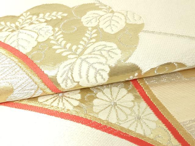 平和屋本店▼六通柄袋帯 長光金彩錦 花車文 純金二重箔 正絹 逸品 DABG9975sf