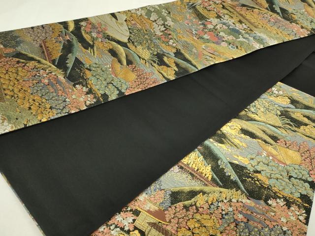 平和屋本店▼六通柄袋帯 京洛静流文 本金箔 正絹 逸品 DABG9983sf