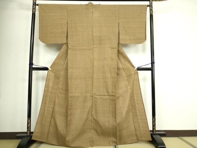 平和屋着物▽上質な紬 単衣 榛色 正絹 逸品 DABG9998sf