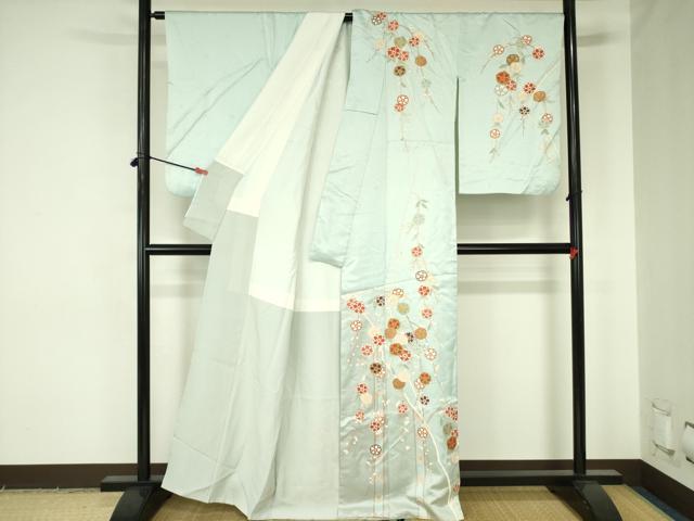 平和屋着物●十日町老舗ブランド 吉澤友禅 吾妻徳穂 訪問着 枝垂れ花 金彩 正絹 逸品 DABH0002op