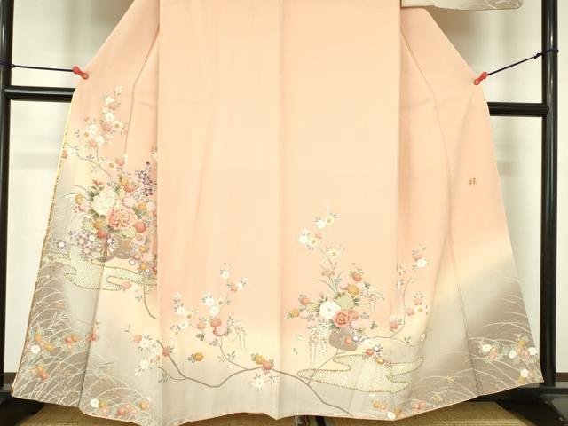 平和屋着物●ブライダルファッションデザイナー・桂由美 訪問着 駒刺繍 花車文 暈し染め 金彩 正絹 逸品 未使用 DABH0003op