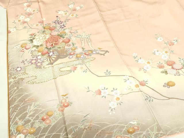 平和屋着物●ブライダルファッションデザイナー・桂由美 訪問着 駒刺繍 花車文 暈し染め 金彩 正絹 逸品 未使用 DABH0003op